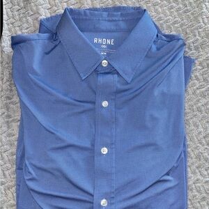 Rhone Commuter Button Down Blue Honeycomb long sleeve